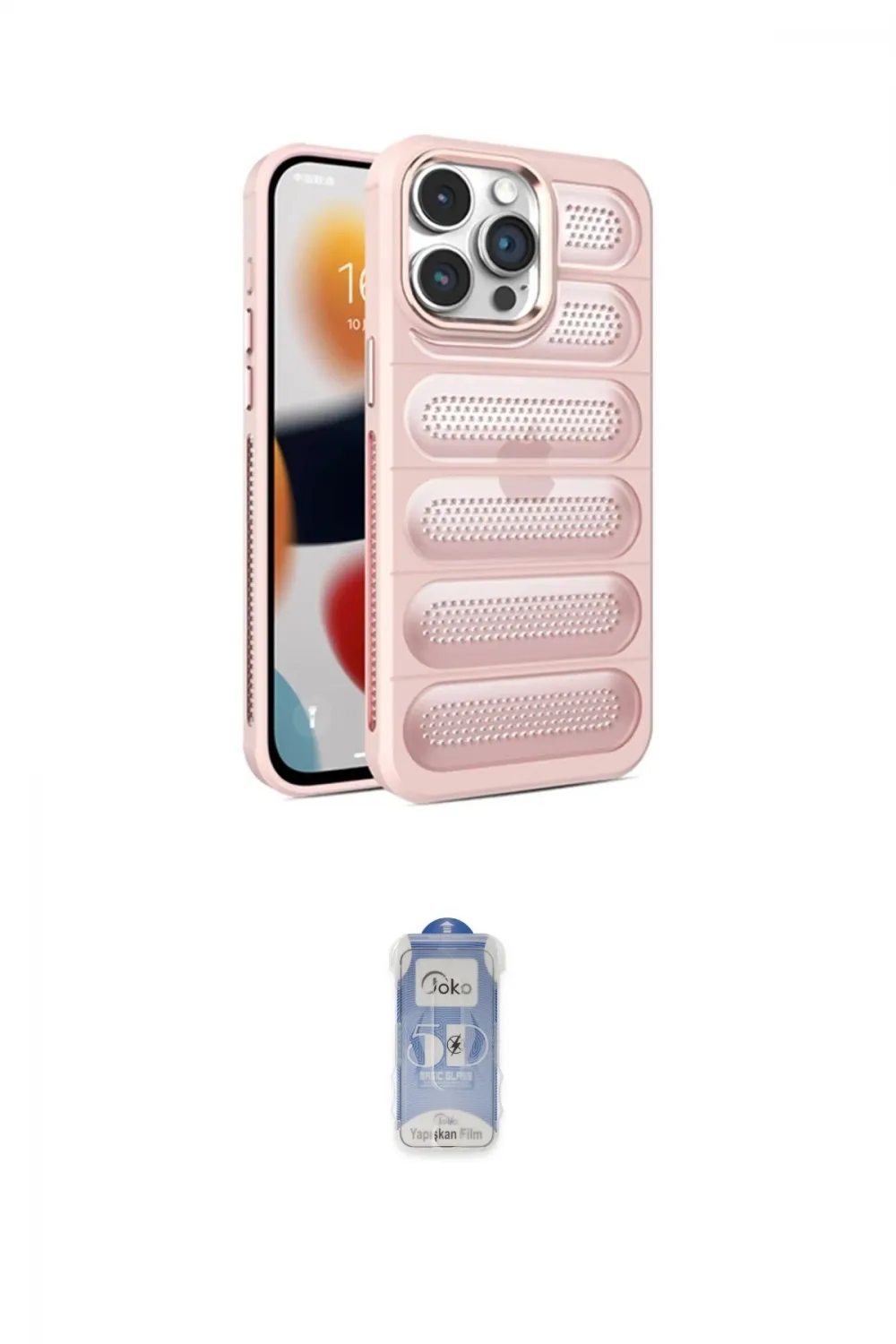 ieg™ iPhone 15 Pro Max Kılıf Yadigar Doku Özel Seri - Siyah Joko Magic 5D Cam