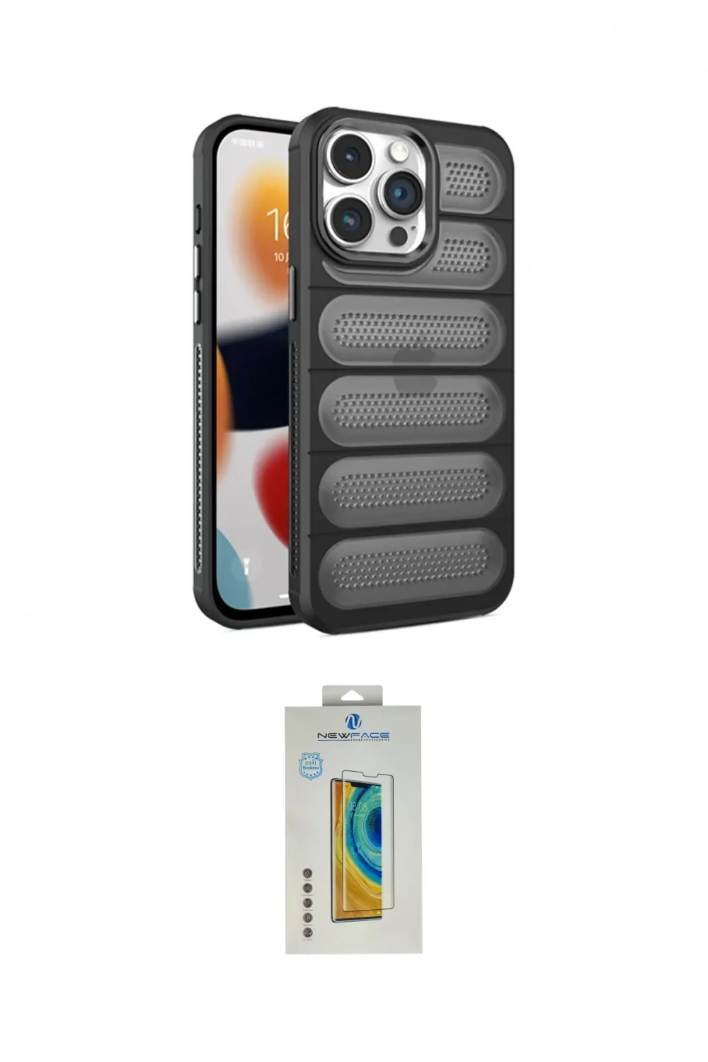 ieg™ iPhone 15 Pro Max Kılıf Yadigar Doku Özel Seri - Siyah Polymer Nano Ekran Koruyucu