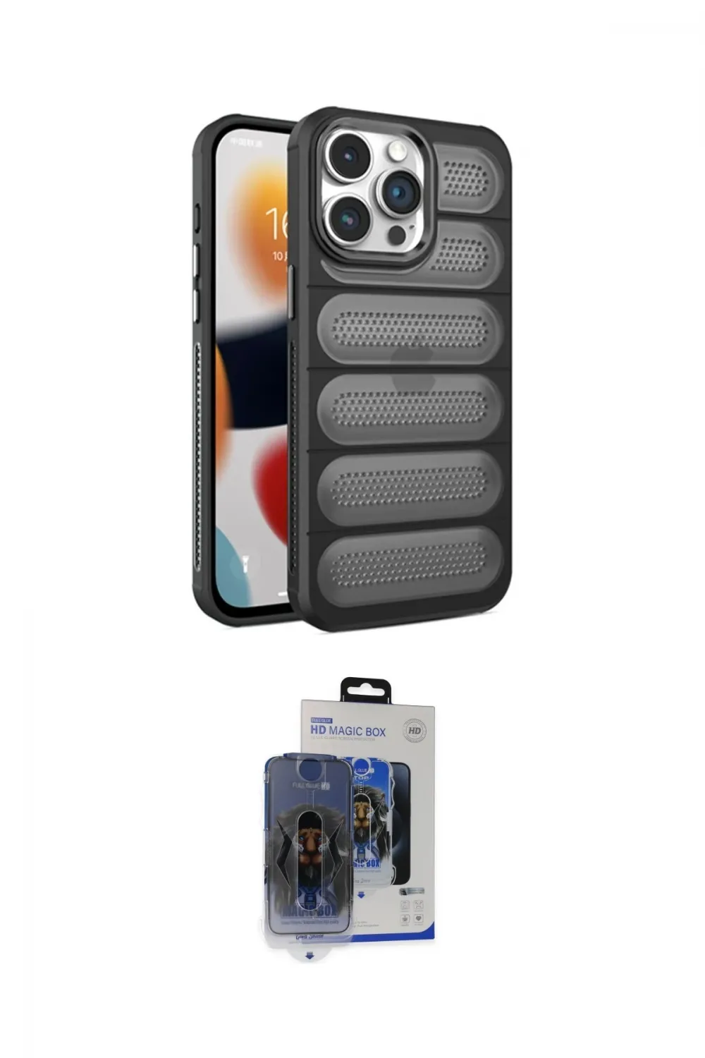 ieg™ iPhone 15 Pro Max Kılıf Yadigar Doku Özel Seri - Siyah Vanessa Magic Cam