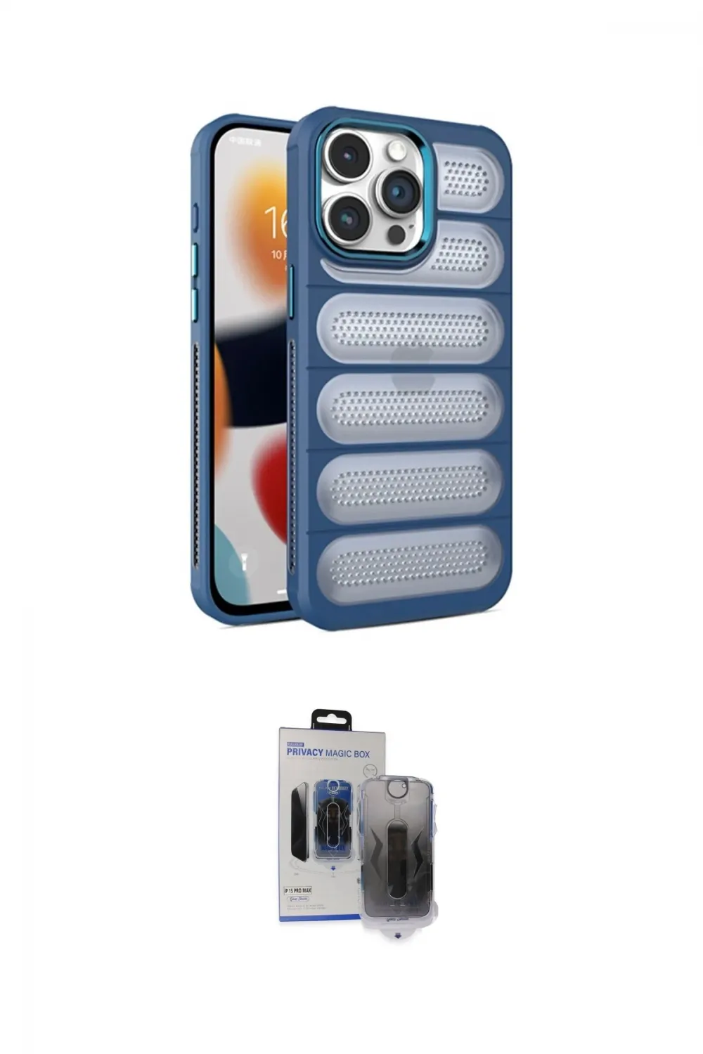 ieg™ iPhone 15 Pro Max Kılıf Yadigar Doku Özel Seri - Siyah Vanessa Magic Hayalet Cam