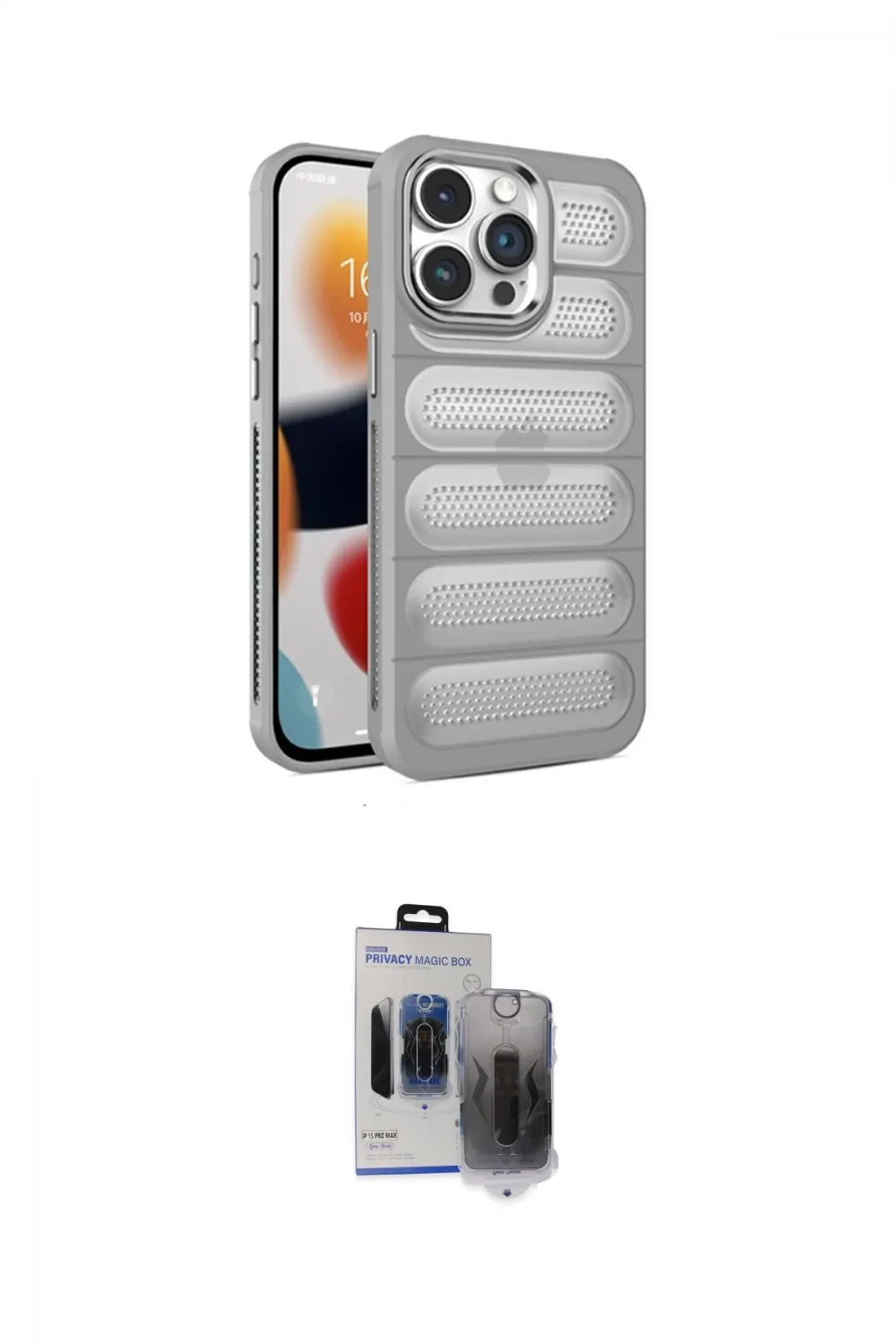 ieg™ iPhone 15 Pro Max Kılıf Yadigar Doku Özel Seri - Siyah Vanessa Magic Hayalet Cam