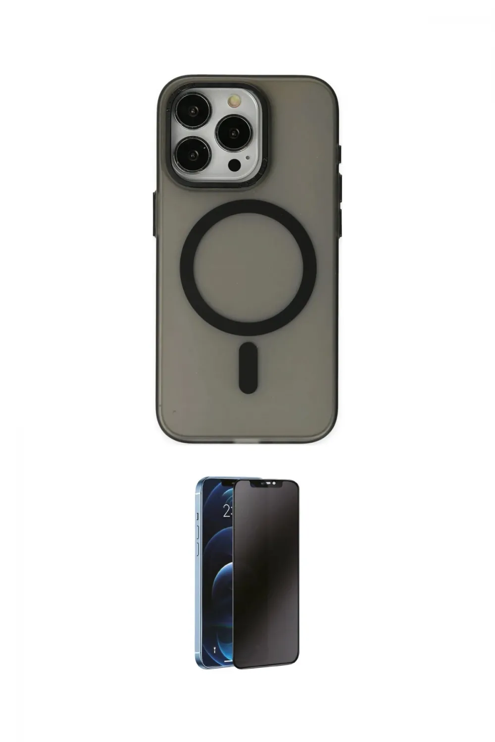 ieg™ iPhone 15 Pro Max Kılıf Yadigar Işık - Siyah 3D Antistatik Hayalet Cam Ekran Koruyucu