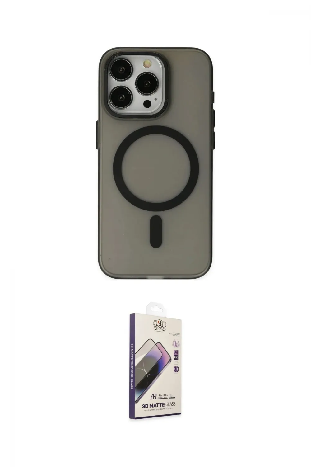 ieg™ iPhone 15 Pro Max Kılıf Yadigar Işık - Siyah Bilvis 3D Mat Cam Ekran Koruyucu