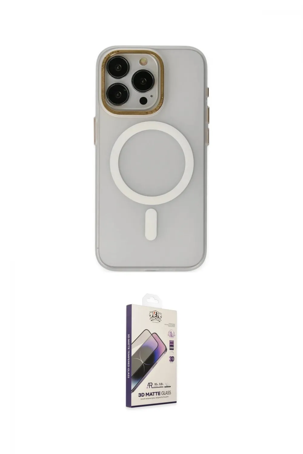 ieg™ iPhone 15 Pro Max Kılıf Yadigar Işık - Siyah Bilvis 3D Mat Cam Ekran Koruyucu