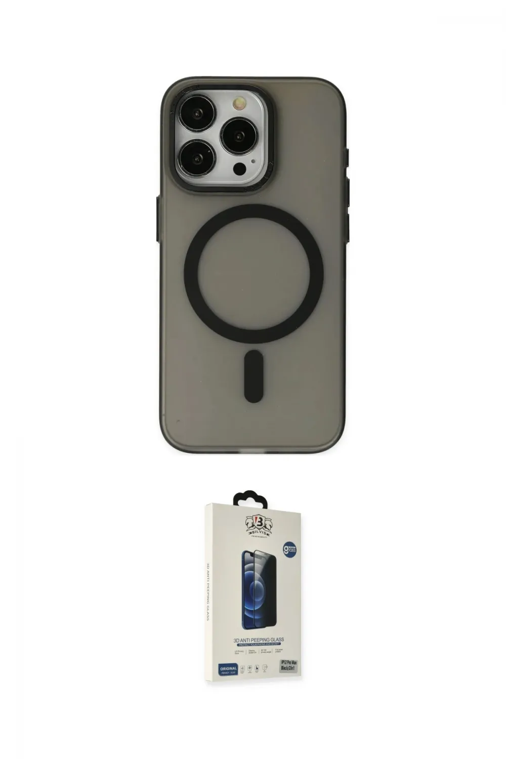 ieg™ iPhone 15 Pro Max Kılıf Yadigar Işık - Siyah Bilvis Hayalet Cam Ekran Koruyucu