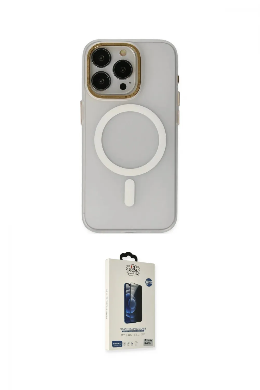 ieg™ iPhone 15 Pro Max Kılıf Yadigar Işık - Siyah Bilvis Hayalet Cam Ekran Koruyucu
