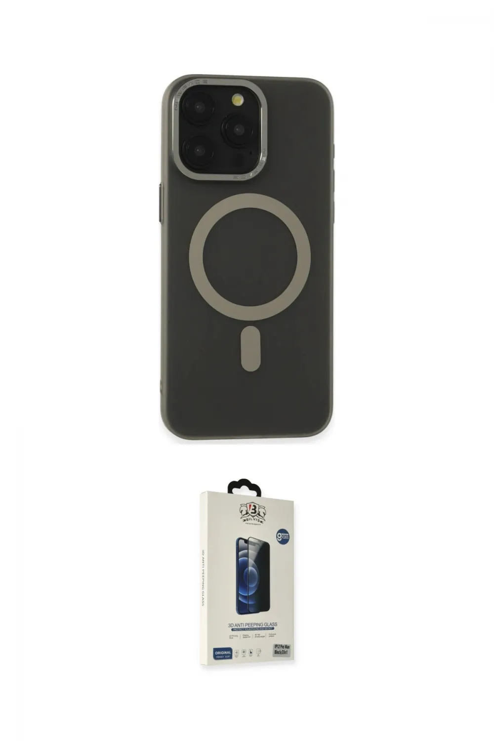 ieg™ iPhone 15 Pro Max Kılıf Yadigar Işık - Siyah Bilvis Hayalet Cam Ekran Koruyucu