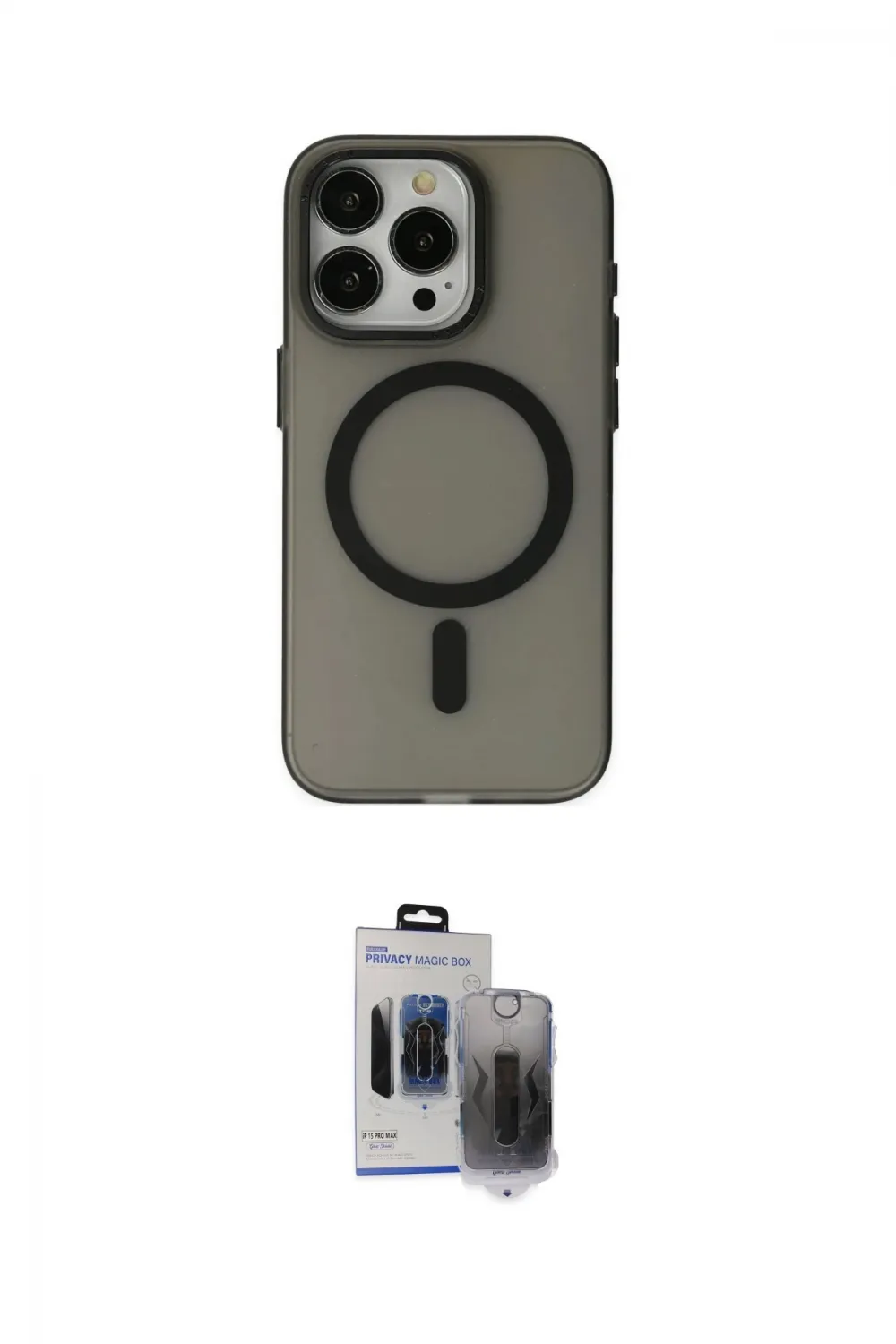 ieg™ iPhone 15 Pro Max Kılıf Yadigar Işık - Siyah Vanessa Magic Hayalet Cam