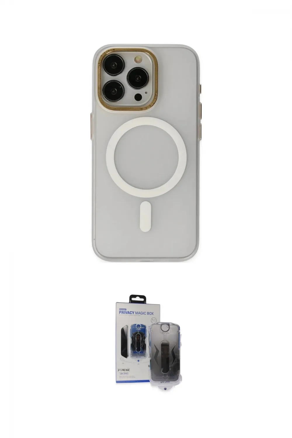 ieg™ iPhone 15 Pro Max Kılıf Yadigar Işık - Siyah Vanessa Magic Hayalet Cam