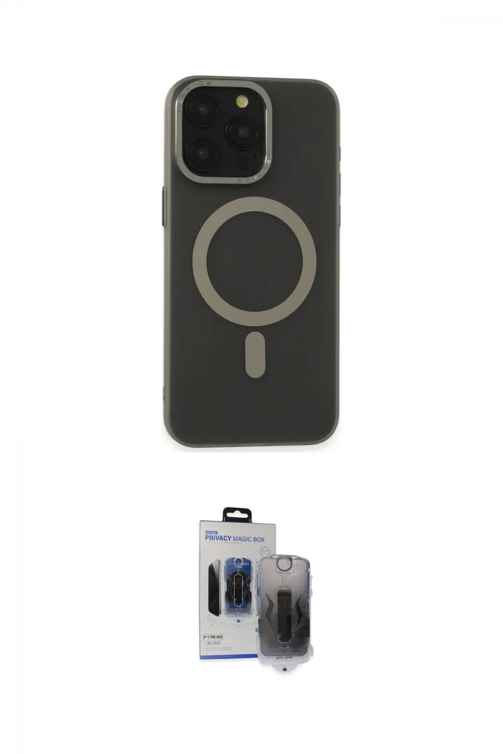 ieg™ iPhone 15 Pro Max Kılıf Yadigar Işık - Siyah Vanessa Magic Hayalet Cam