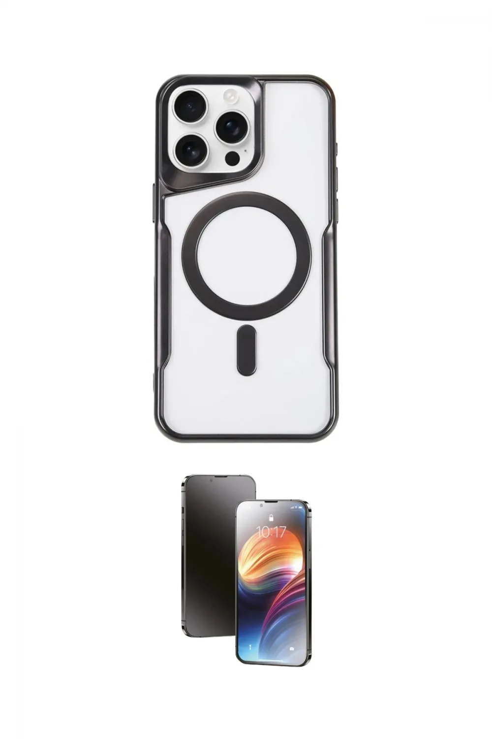 ieg™ iPhone 15 Pro Max Kılıf Yadigar Klasik Özel Seri - Siyah 3D Antistatik Mat Seramik Nano Ekran Koruyucu