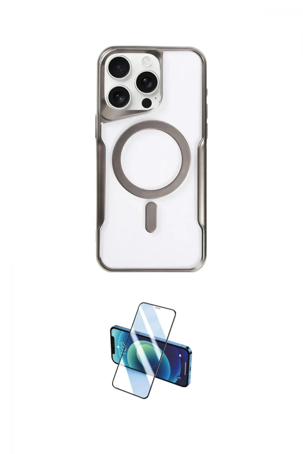 ieg™ iPhone 15 Pro Max Kılıf Yadigar Klasik Özel Seri - Siyah 3D Antistatik Seramik Nano Ekran Koruyucu