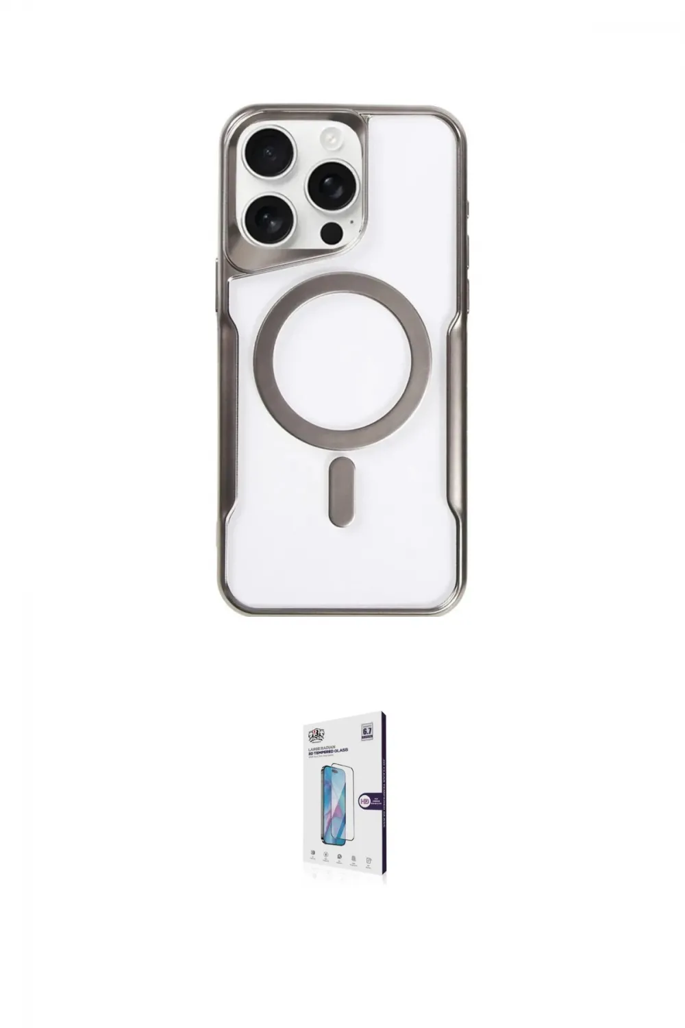 ieg™ iPhone 15 Pro Max Kılıf Yadigar Klasik Özel Seri - Siyah Bilvis 0.18mm Plus Cam Ekran Koruyucu
