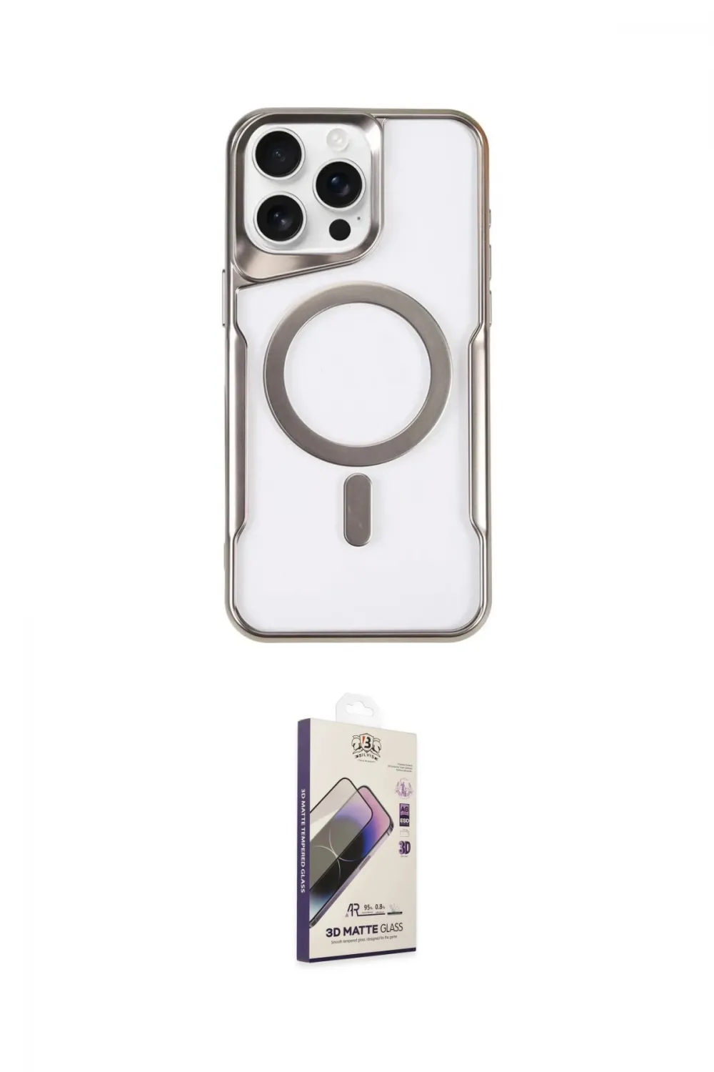 ieg™ iPhone 15 Pro Max Kılıf Yadigar Klasik Özel Seri - Siyah Bilvis 3D Mat Cam Ekran Koruyucu
