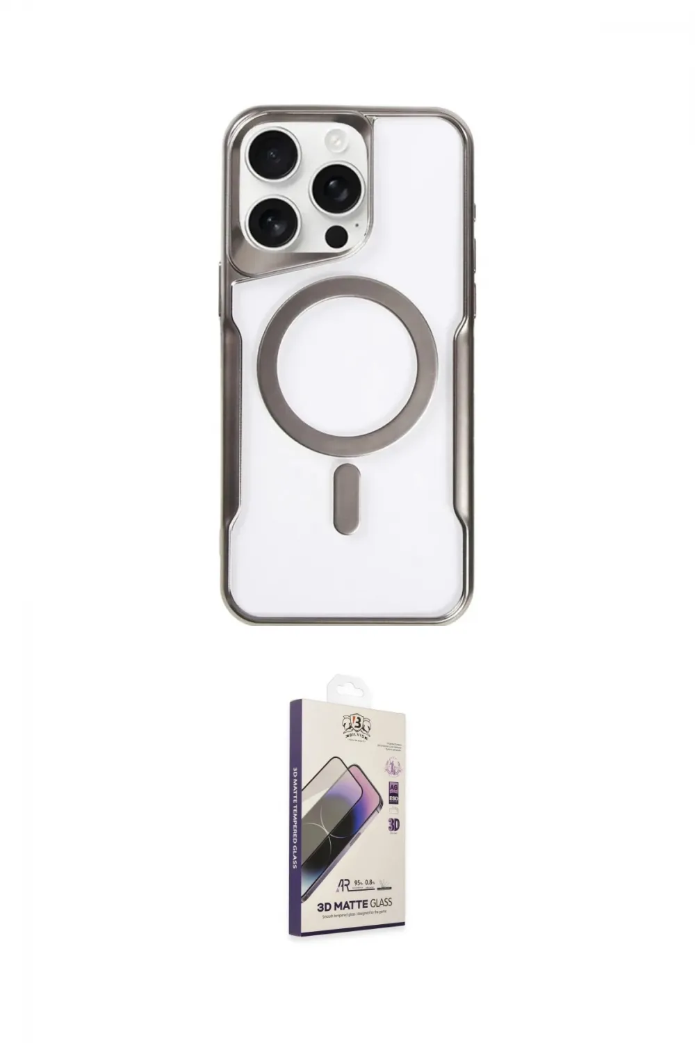 ieg™ iPhone 15 Pro Max Kılıf Yadigar Klasik Özel Seri - Siyah Bilvis 3D Mat Cam Ekran Koruyucu