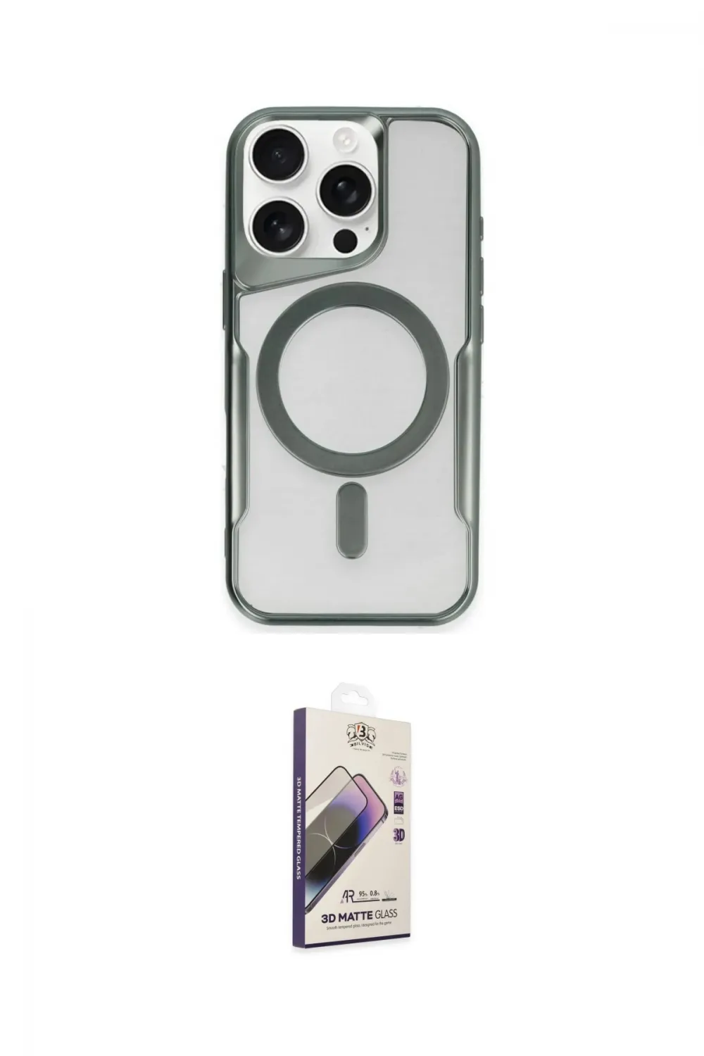 ieg™ iPhone 15 Pro Max Kılıf Yadigar Klasik Özel Seri - Siyah Bilvis 3D Mat Cam Ekran Koruyucu