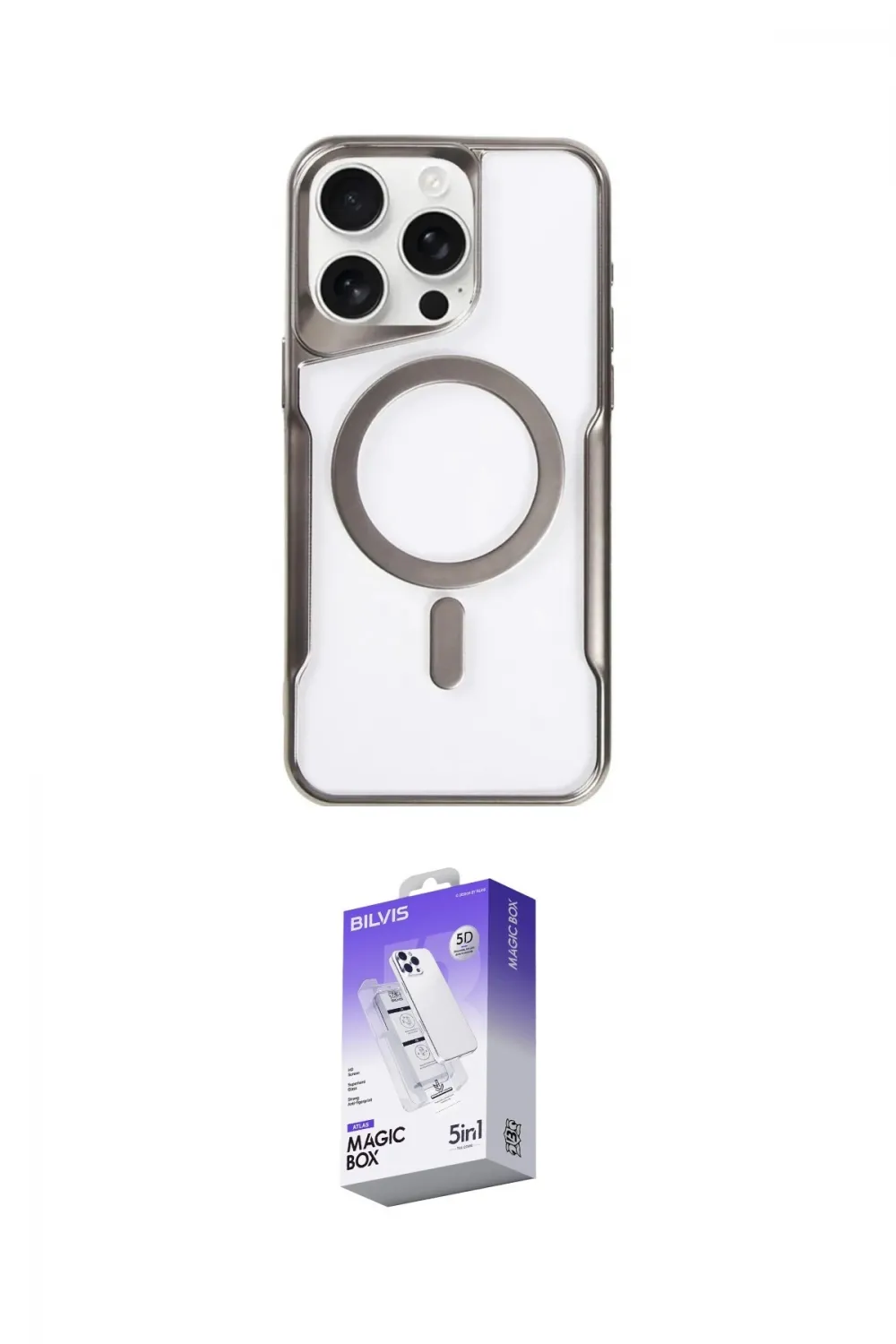 ieg™ iPhone 15 Pro Max Kılıf Yadigar Klasik Özel Seri - Siyah Bilvis 5in1 3D Magic Cam Ekran Koruyucu