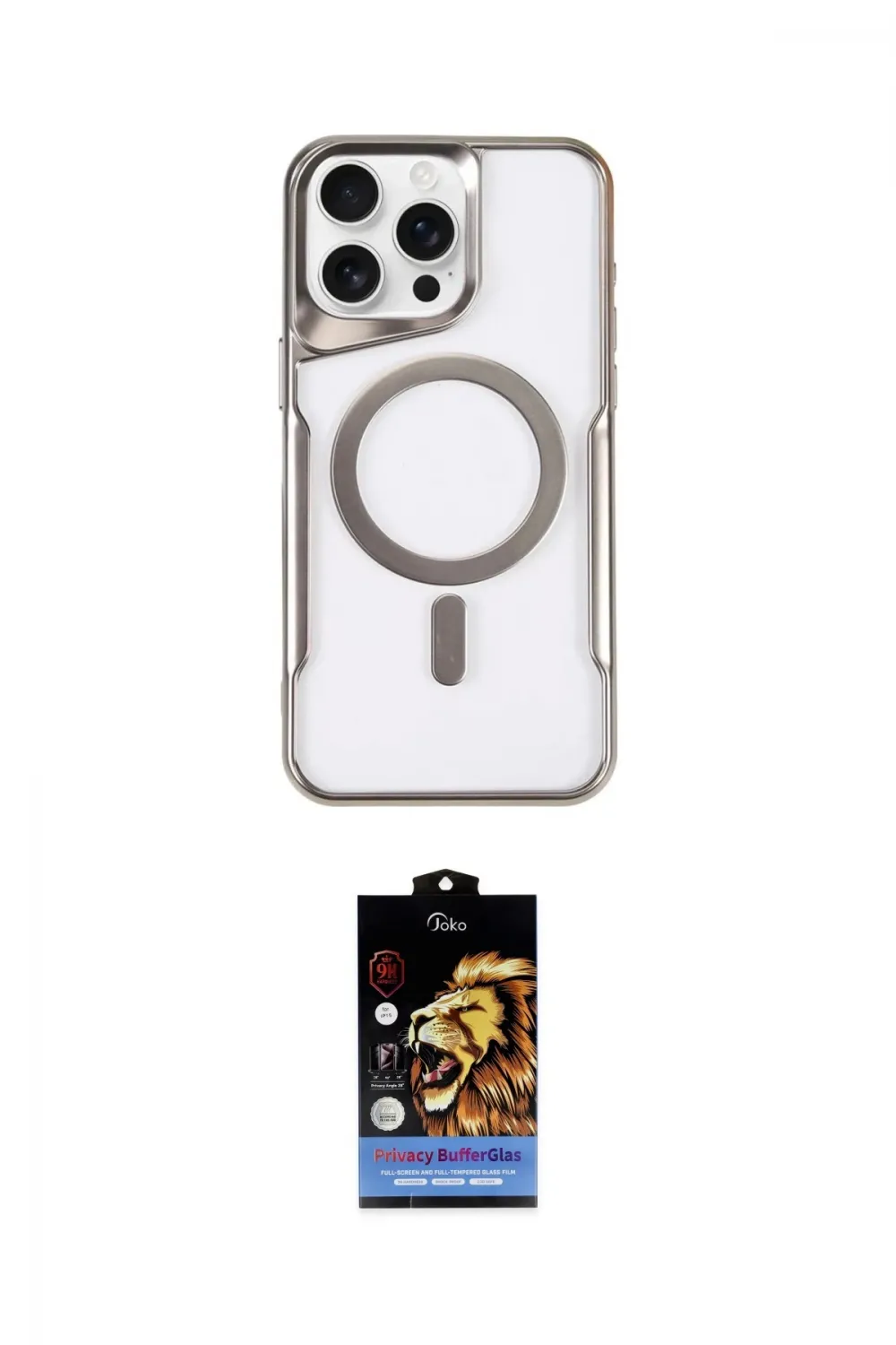 ieg™ iPhone 15 Pro Max Kılıf Yadigar Klasik Özel Seri - Siyah Buffer Hayalet Cam Ekran Koruyucu