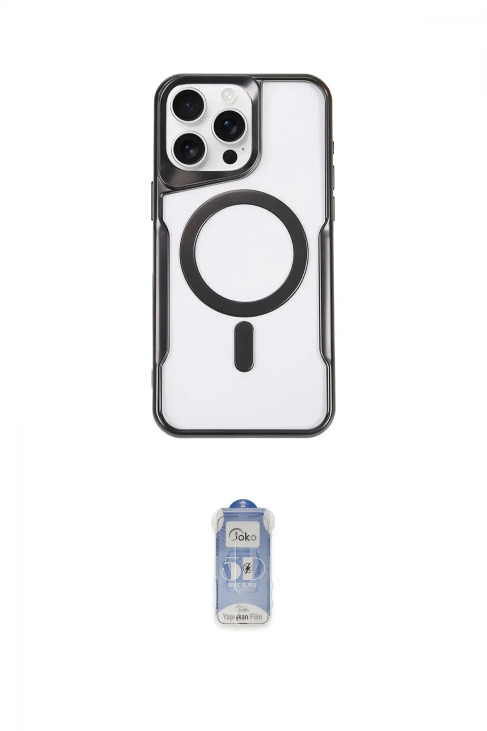 ieg™ iPhone 15 Pro Max Kılıf Yadigar Klasik Özel Seri - Siyah Joko Magic 5D Cam