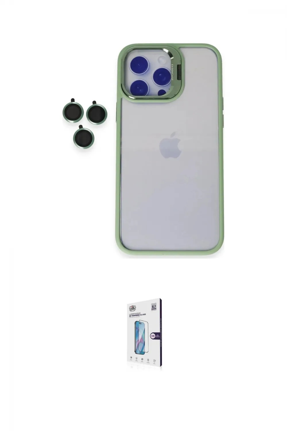 ieg™ iPhone 15 Pro Max Kılıf Yankı Asil Serisi - Siyah Bilvis 0.18mm Plus Cam Ekran Koruyucu