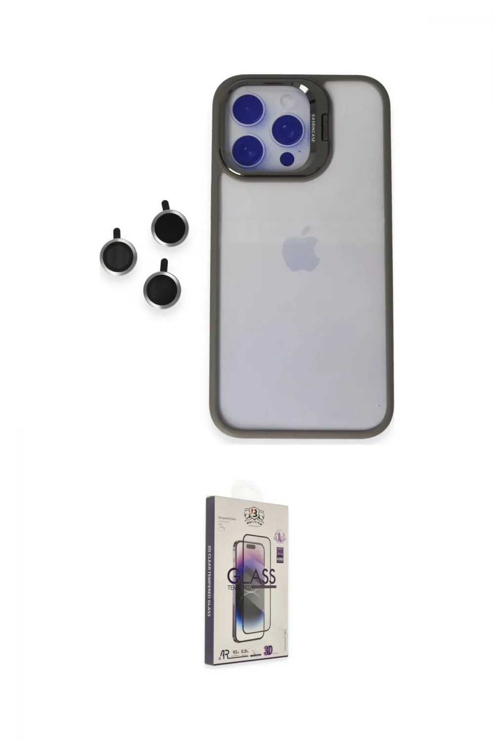 ieg™ iPhone 15 Pro Max Kılıf Yankı Asil Serisi - Siyah Bilvis 3D Cam Ekran Koruyucu
