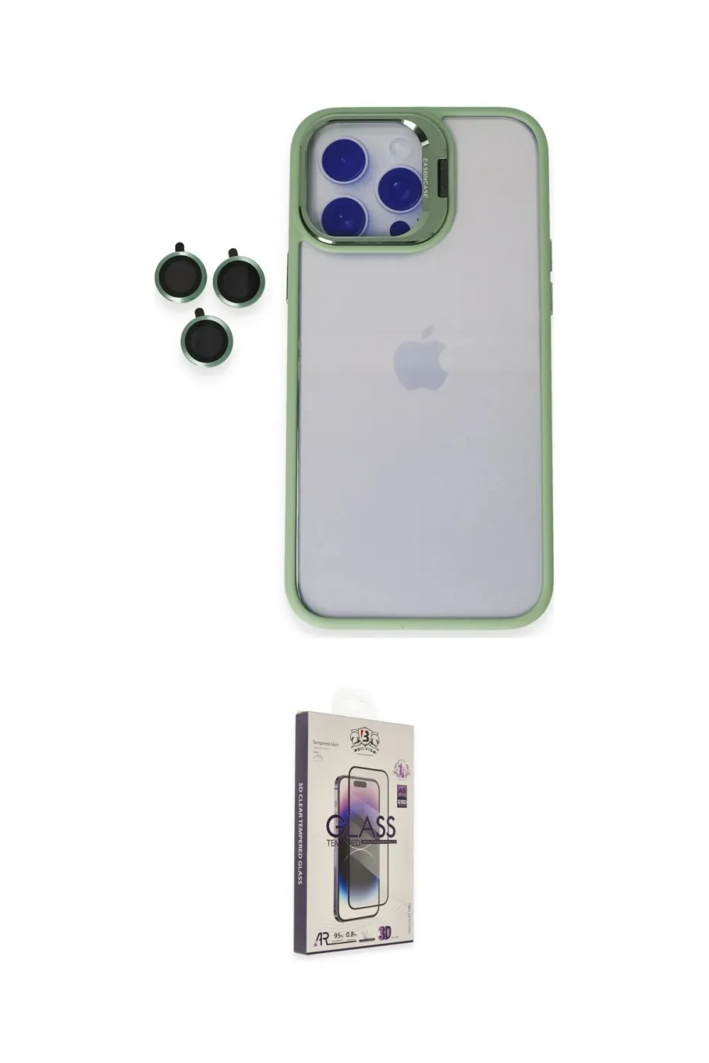 ieg™ iPhone 15 Pro Max Kılıf Yankı Asil Serisi - Siyah Bilvis 3D Cam Ekran Koruyucu