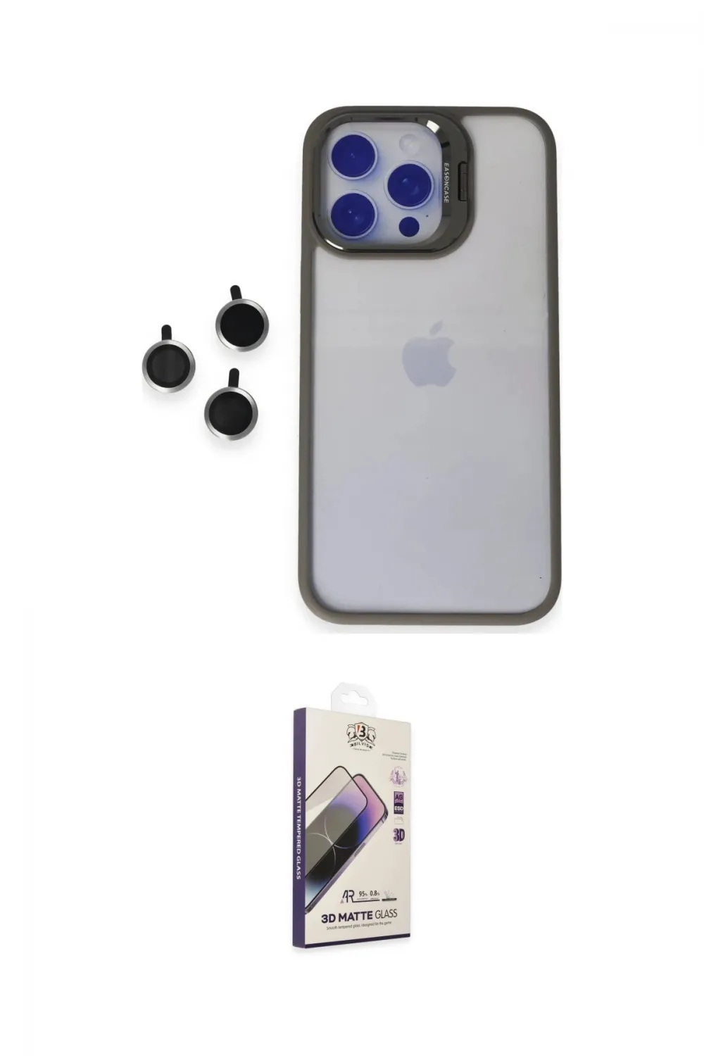 ieg™ iPhone 15 Pro Max Kılıf Yankı Asil Serisi - Siyah Bilvis 3D Mat Cam Ekran Koruyucu