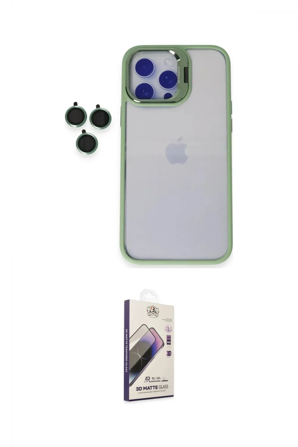 ieg™ iPhone 15 Pro Max Kılıf Yankı Asil Serisi - Siyah Bilvis 3D Mat Cam Ekran Koruyucu
