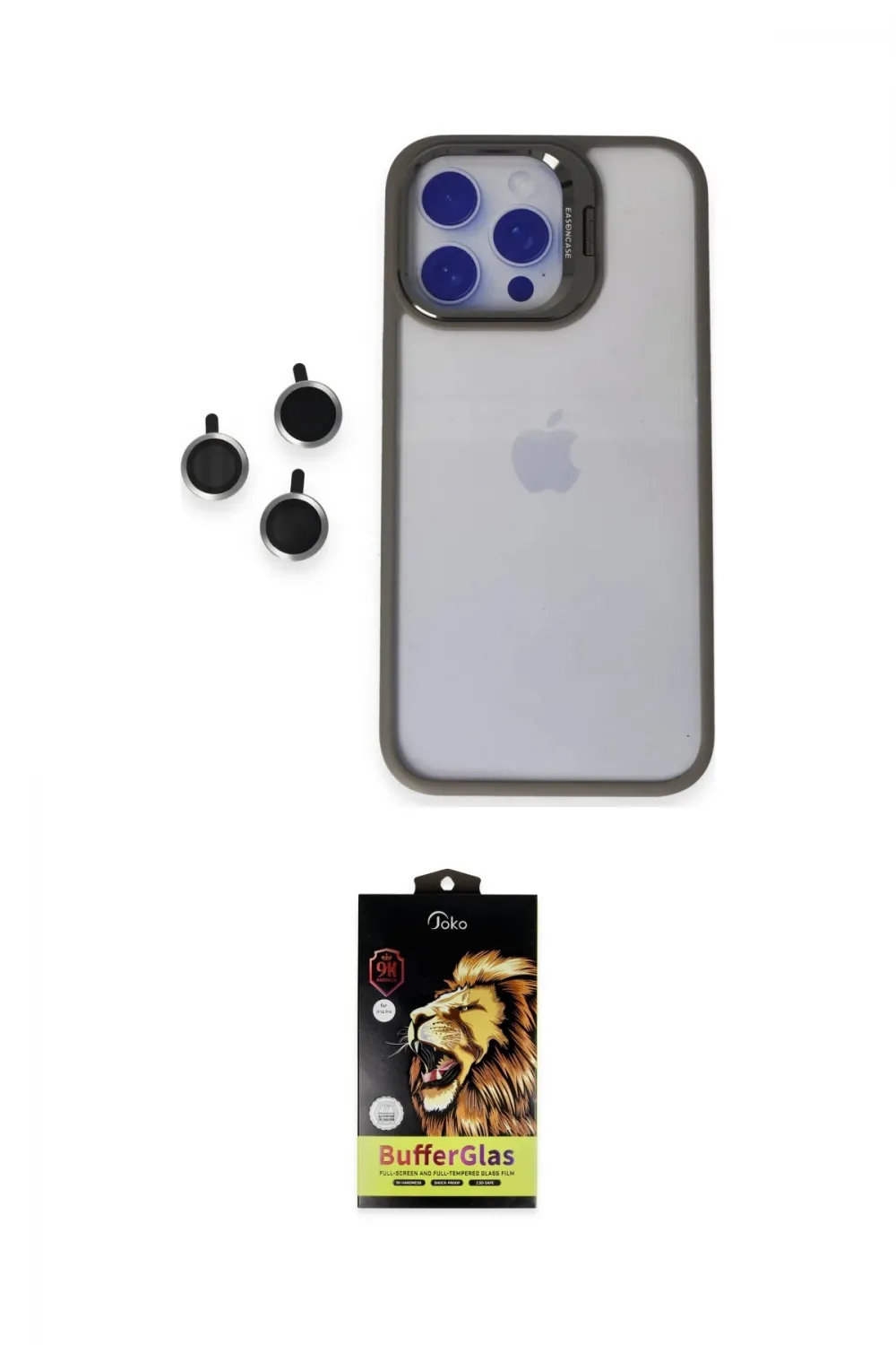 ieg™ iPhone 15 Pro Max Kılıf Yankı Asil Serisi - Siyah Buffer Cam Ekran Koruyucu
