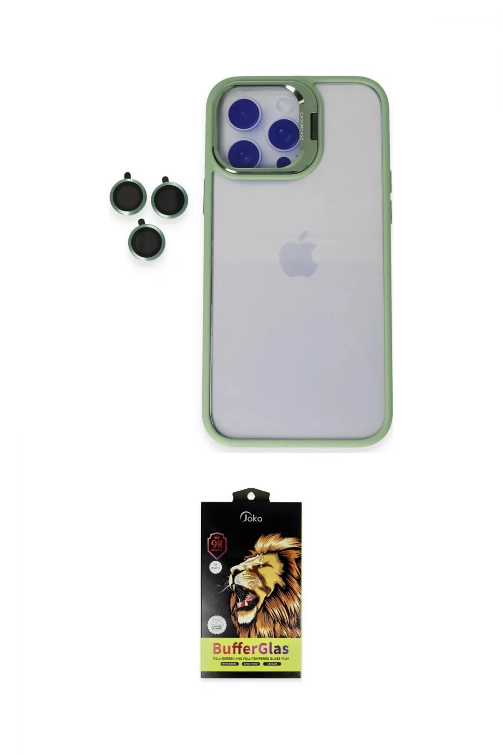 ieg™ iPhone 15 Pro Max Kılıf Yankı Asil Serisi - Siyah Buffer Cam Ekran Koruyucu