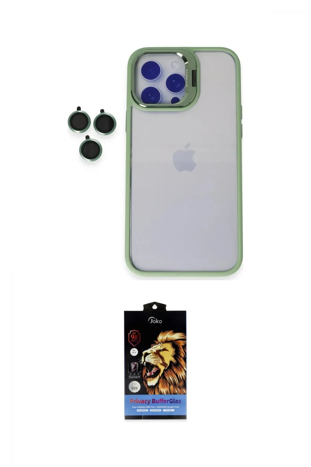 ieg™ iPhone 15 Pro Max Kılıf Yankı Asil Serisi - Siyah Buffer Hayalet Cam Ekran Koruyucu