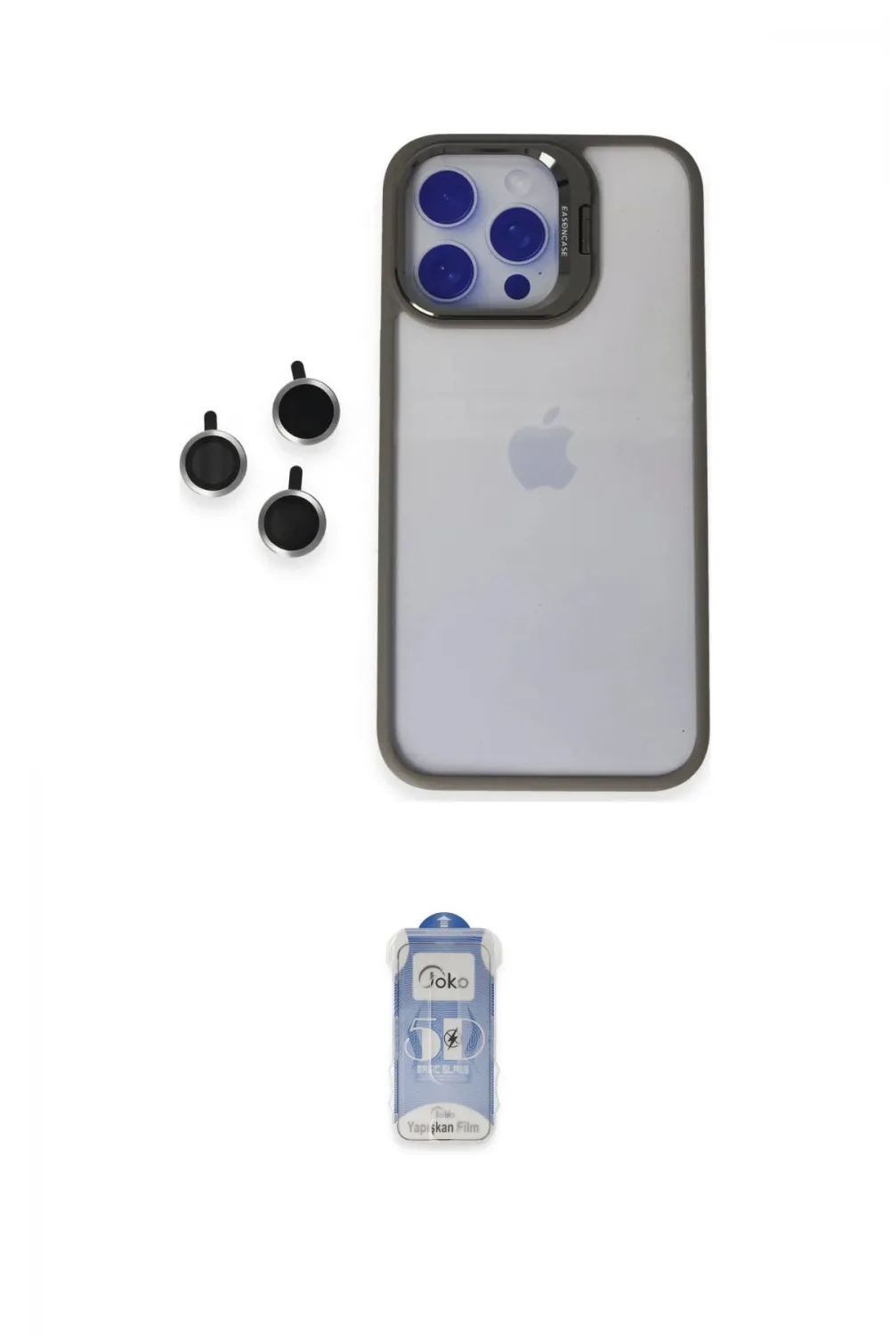 ieg™ iPhone 15 Pro Max Kılıf Yankı Asil Serisi - Siyah Joko Magic 5D Cam