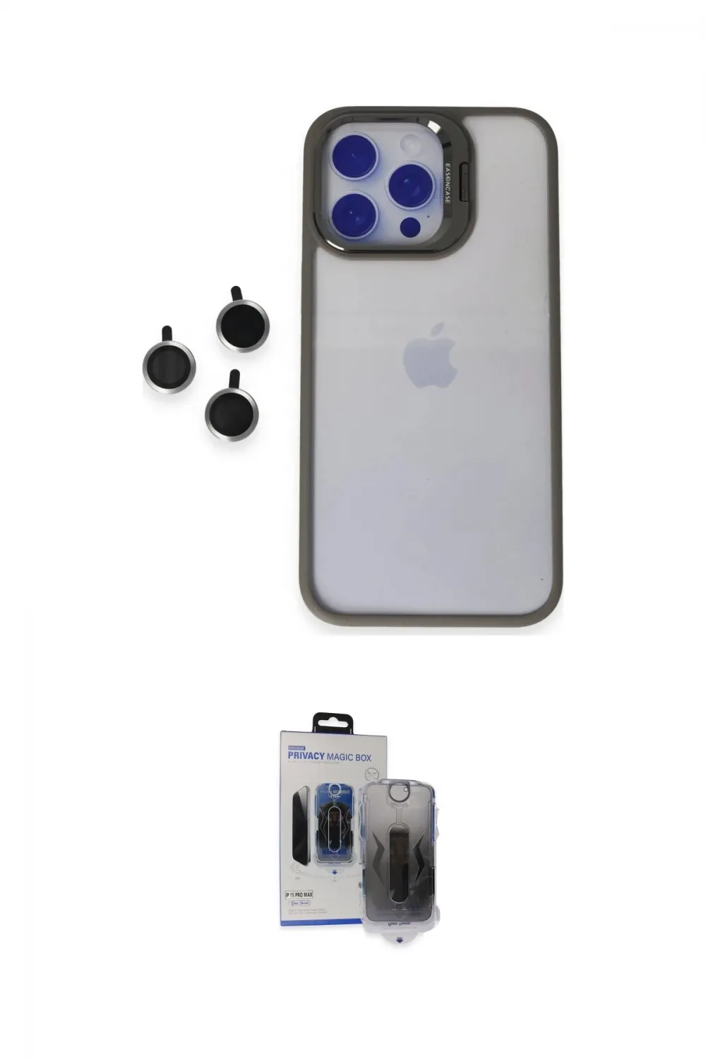 ieg™ iPhone 15 Pro Max Kılıf Yankı Asil Serisi - Siyah Vanessa Magic Hayalet Cam