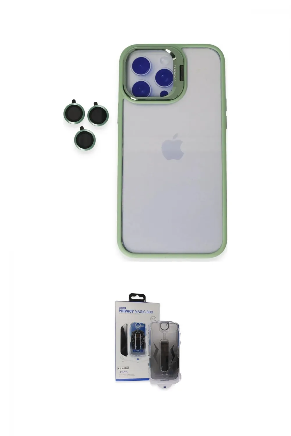 ieg™ iPhone 15 Pro Max Kılıf Yankı Asil Serisi - Siyah Vanessa Magic Hayalet Cam