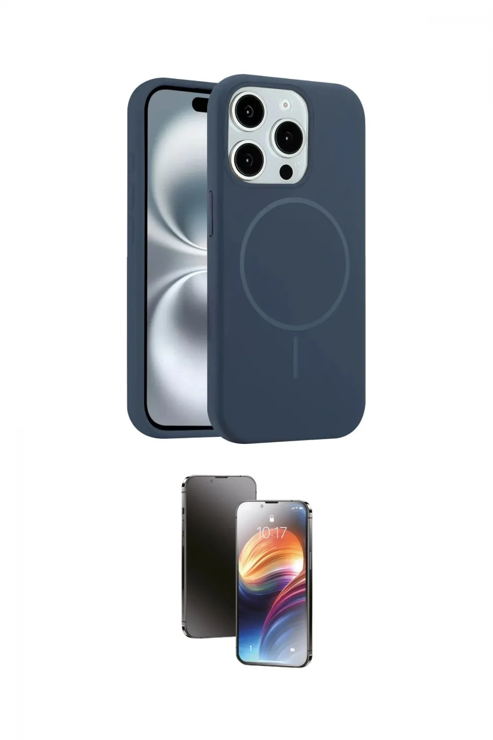 ieg™ iPhone 15 Pro Max Kılıf Yankı Form Serisi - Siyah 3D Antistatik Mat Seramik Nano Ekran Koruyucu