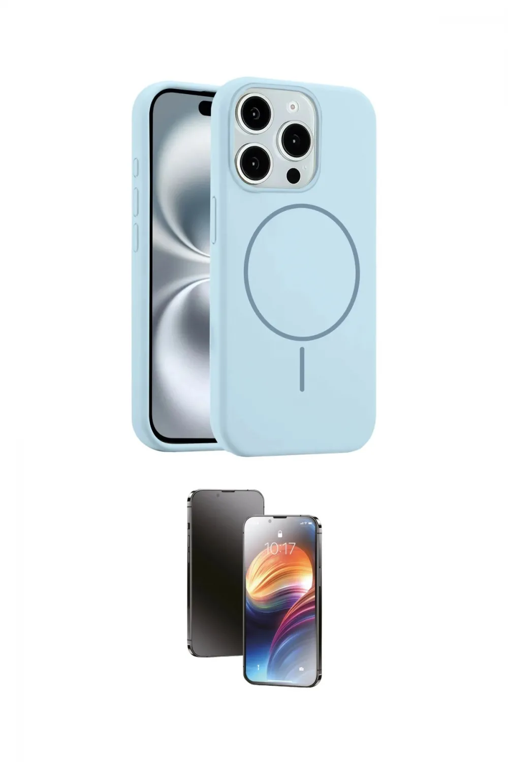 ieg™ iPhone 15 Pro Max Kılıf Yankı Form Serisi - Siyah 3D Antistatik Mat Seramik Nano Ekran Koruyucu