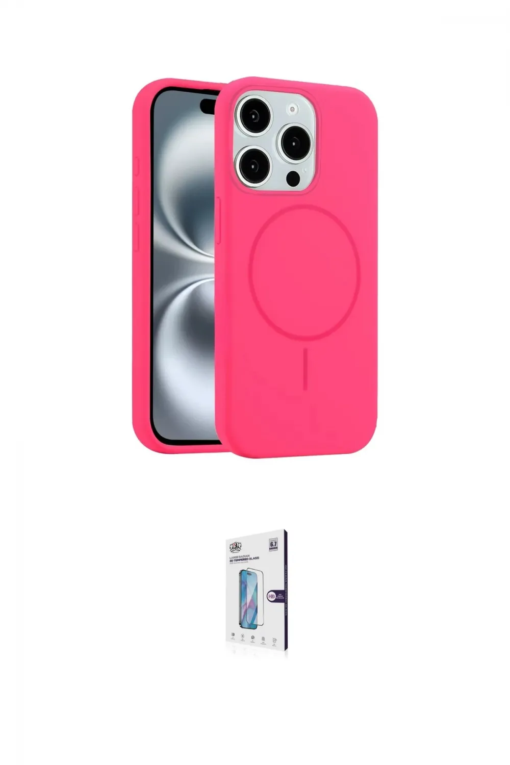 ieg™ iPhone 15 Pro Max Kılıf Yankı Form Serisi - Siyah Bilvis 0.18mm Plus Cam Ekran Koruyucu
