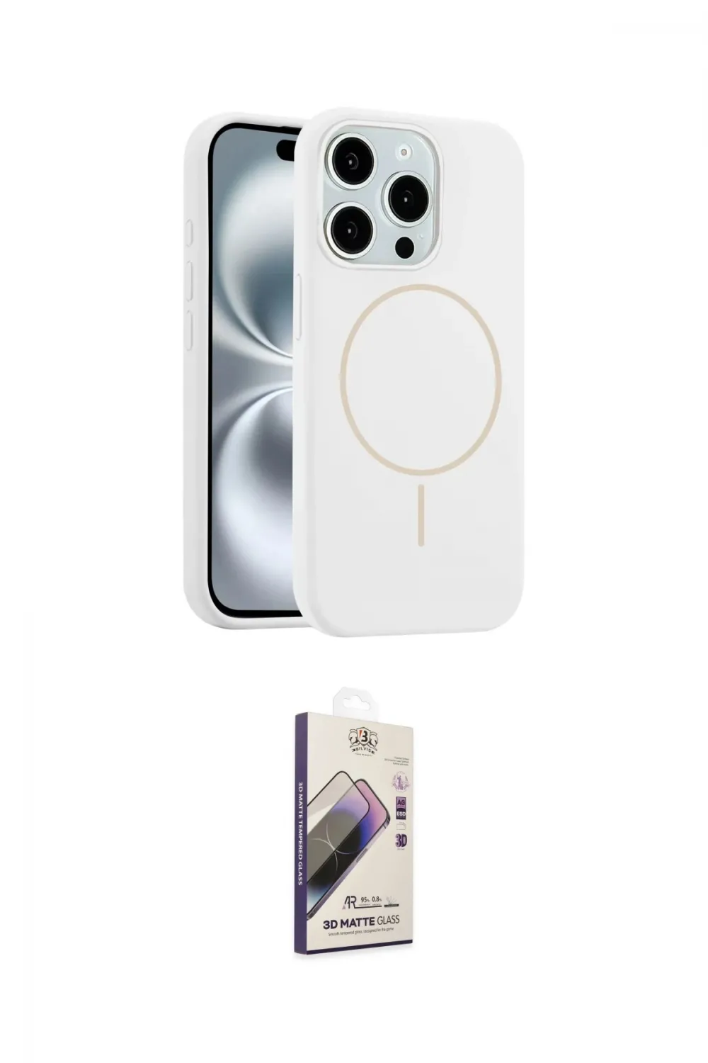 ieg™ iPhone 15 Pro Max Kılıf Yankı Form Serisi - Siyah Bilvis 3D Mat Cam Ekran Koruyucu