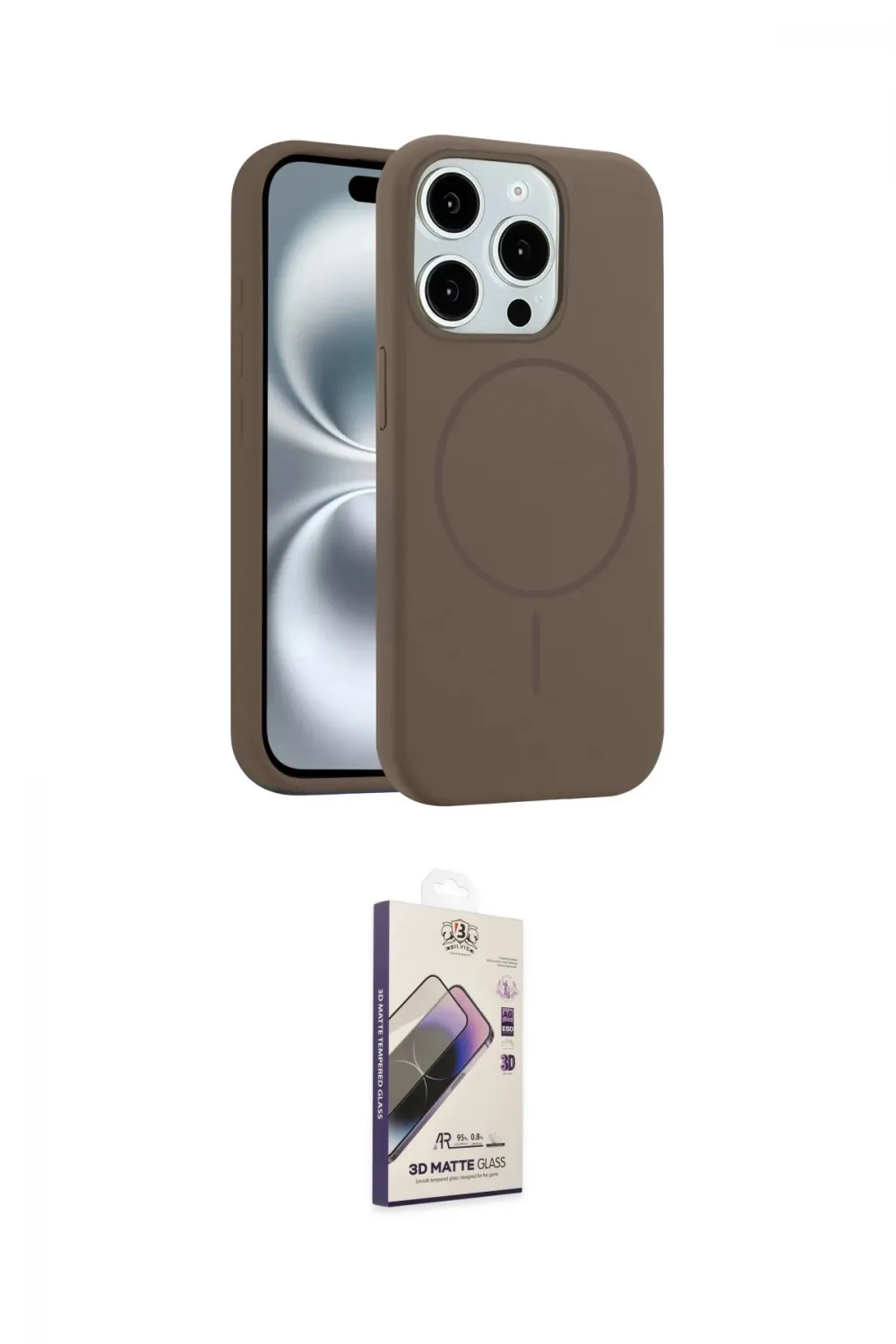 ieg™ iPhone 15 Pro Max Kılıf Yankı Form Serisi - Siyah Bilvis 3D Mat Cam Ekran Koruyucu