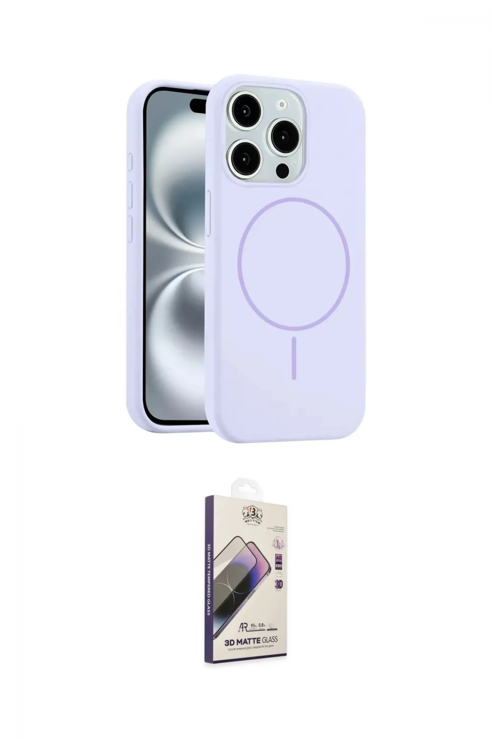 ieg™ iPhone 15 Pro Max Kılıf Yankı Form Serisi - Siyah Bilvis 3D Mat Cam Ekran Koruyucu
