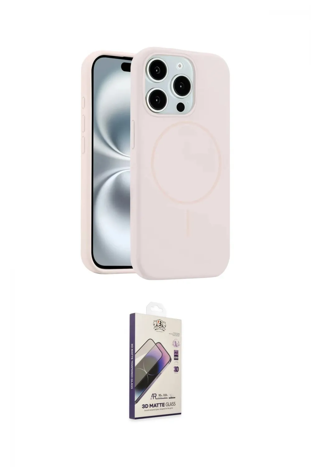 ieg™ iPhone 15 Pro Max Kılıf Yankı Form Serisi - Siyah Bilvis 3D Mat Cam Ekran Koruyucu