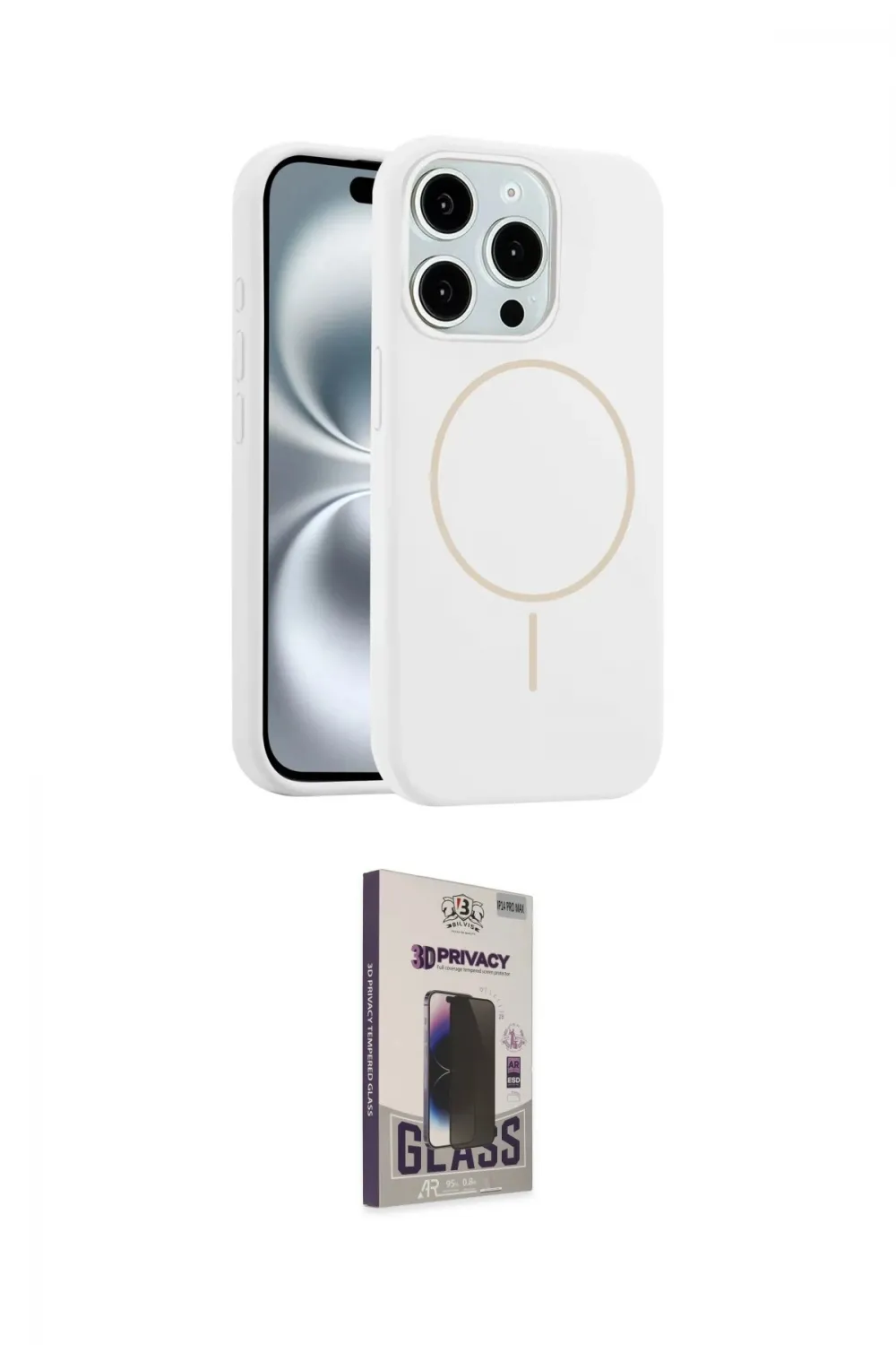 ieg™ iPhone 15 Pro Max Kılıf Yankı Form Serisi - Siyah Bilvis Hayalet Cam Ekran Koruyucu