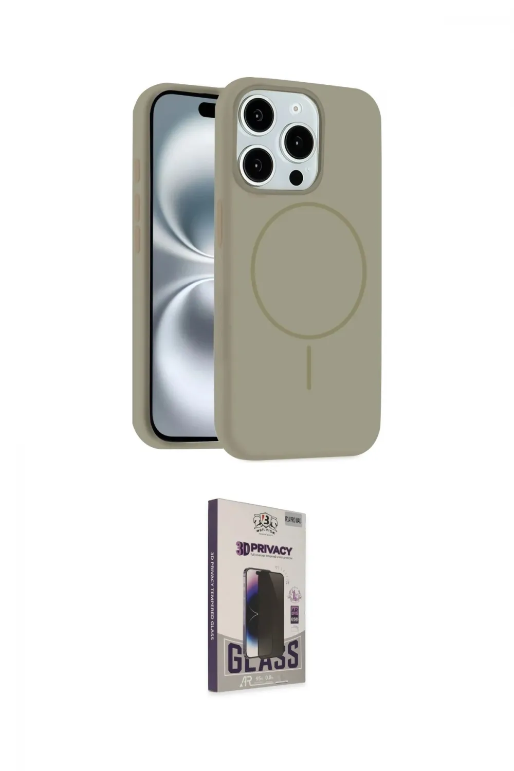 ieg™ iPhone 15 Pro Max Kılıf Yankı Form Serisi - Siyah Bilvis Hayalet Cam Ekran Koruyucu