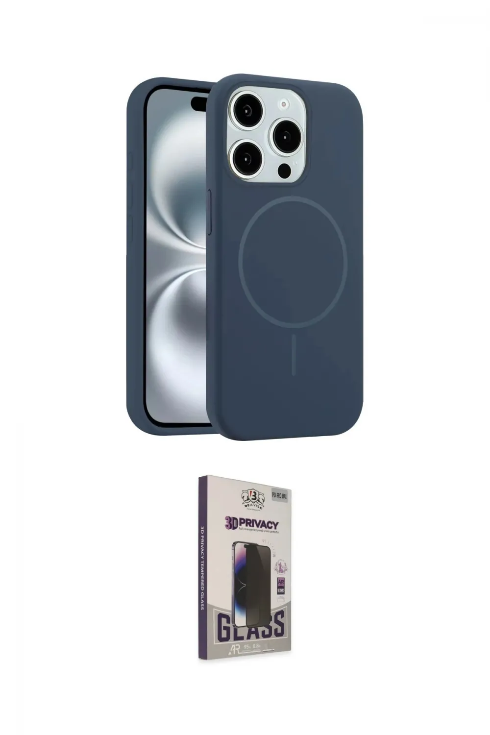 ieg™ iPhone 15 Pro Max Kılıf Yankı Form Serisi - Siyah Bilvis Hayalet Cam Ekran Koruyucu