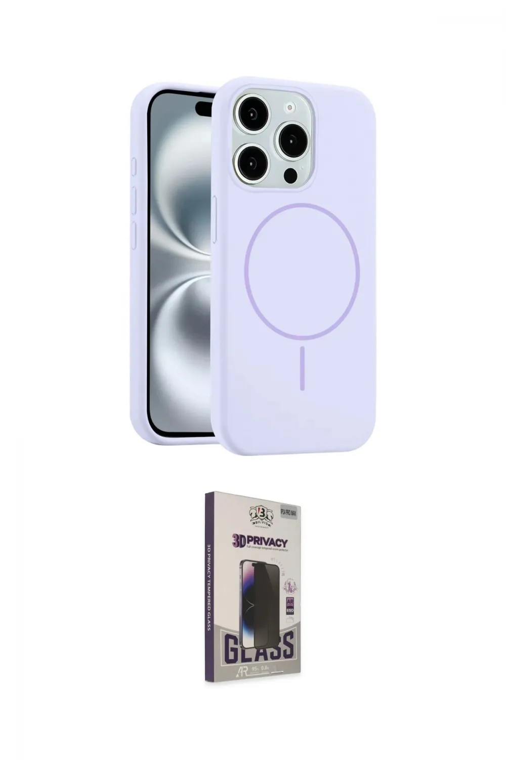 ieg™ iPhone 15 Pro Max Kılıf Yankı Form Serisi - Siyah Bilvis Hayalet Cam Ekran Koruyucu