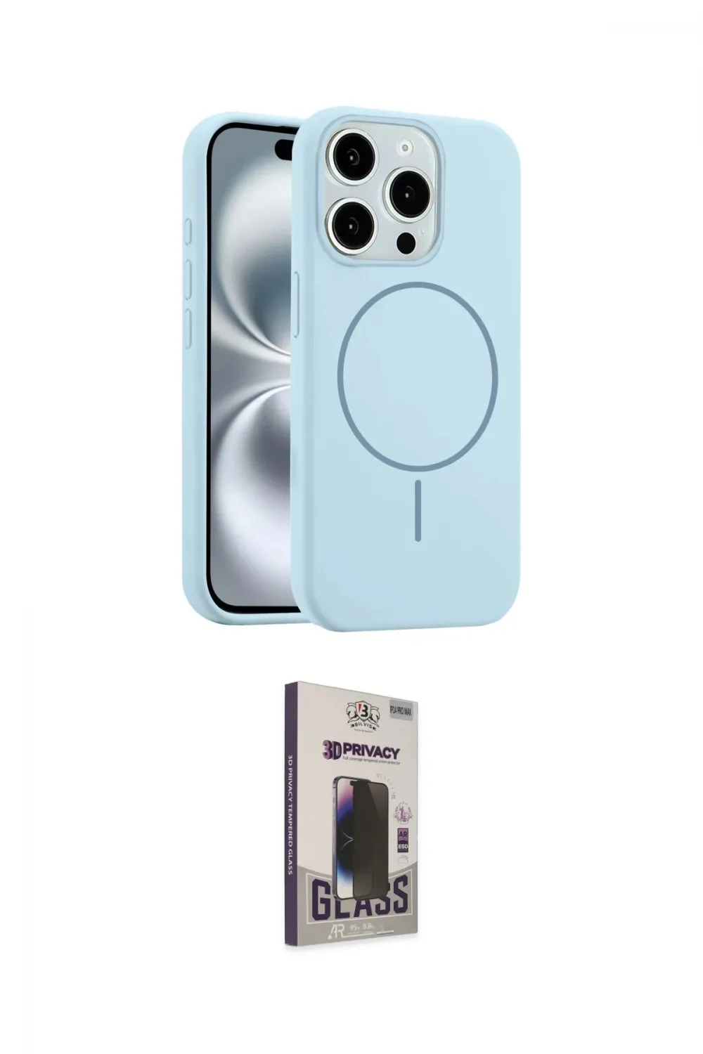 ieg™ iPhone 15 Pro Max Kılıf Yankı Form Serisi - Siyah Bilvis Hayalet Cam Ekran Koruyucu