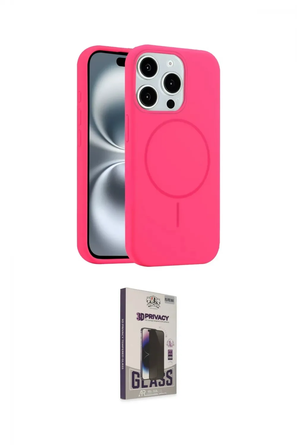 ieg™ iPhone 15 Pro Max Kılıf Yankı Form Serisi - Siyah Bilvis Hayalet Cam Ekran Koruyucu