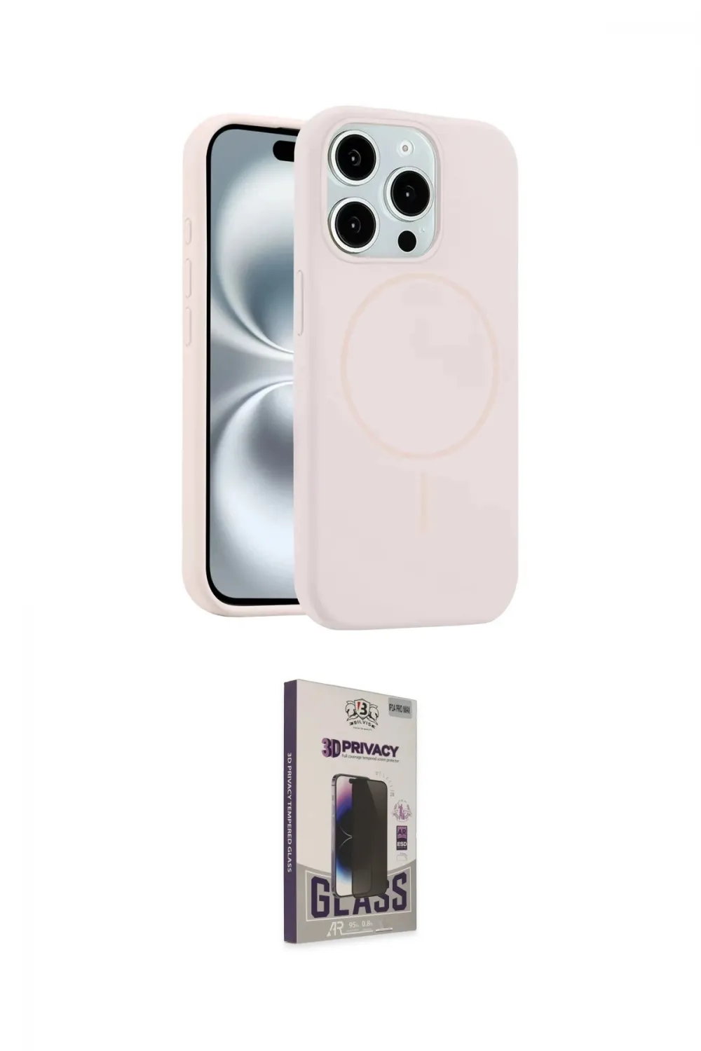 ieg™ iPhone 15 Pro Max Kılıf Yankı Form Serisi - Siyah Bilvis Hayalet Cam Ekran Koruyucu