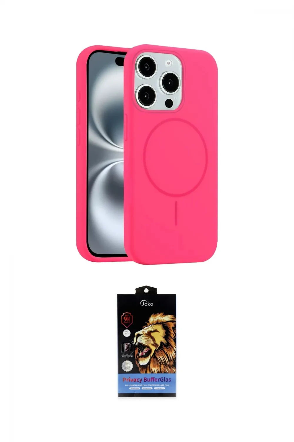 ieg™ iPhone 15 Pro Max Kılıf Yankı Form Serisi - Siyah Buffer Hayalet Cam Ekran Koruyucu