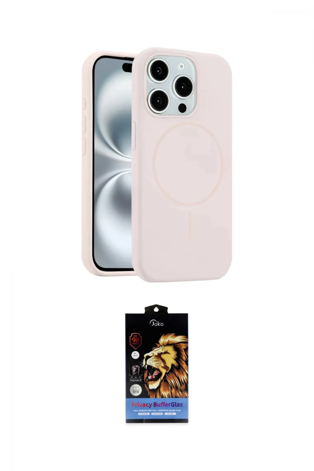 ieg™ iPhone 15 Pro Max Kılıf Yankı Form Serisi - Siyah Buffer Hayalet Cam Ekran Koruyucu